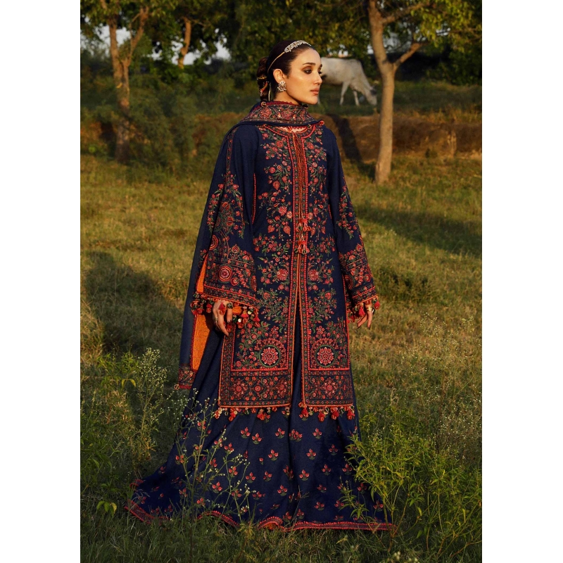 hussain rehar 015 unstitched luxury dhanak heavy embroidered 3pc suit