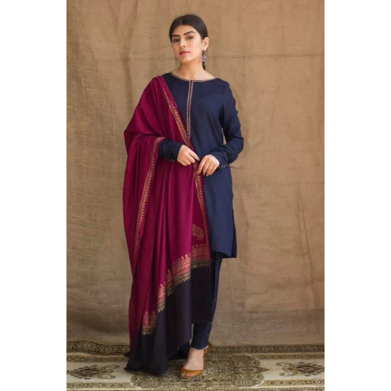 dyot 004 unstitched luxury dhanak heavy embroidered 3pc suit