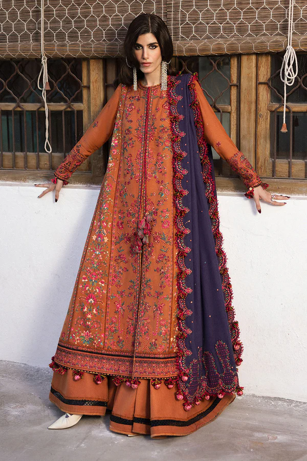 hussain rehar 013 unstitched luxury dhanak heavy embroidered 3pc suit