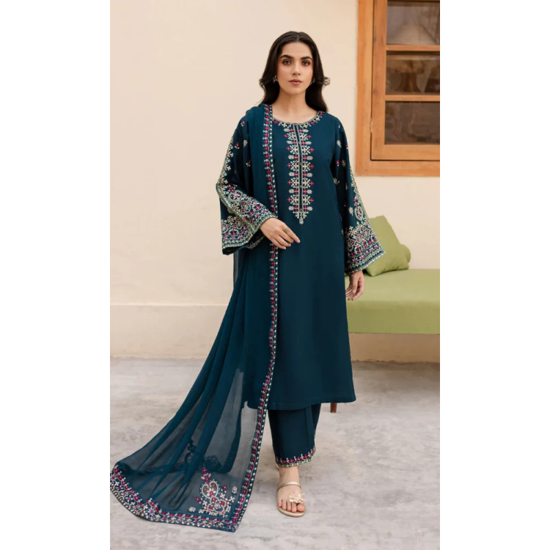 batik 001 unstitched luxury dhanak heavy embroidered 3pc suit