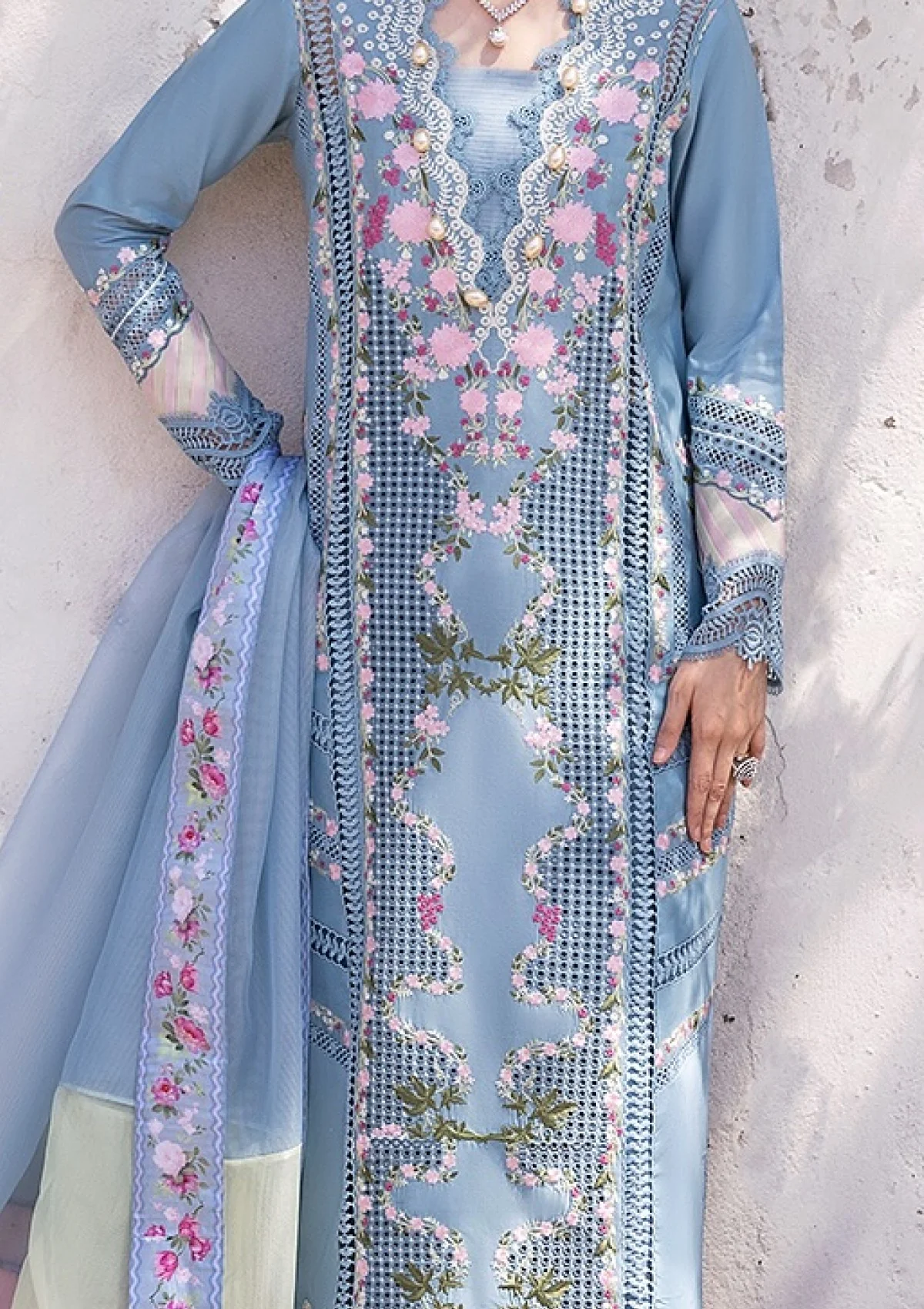 crimson 006 unstitched luxury dhanak chikankari heavy embroidered 3pc suit