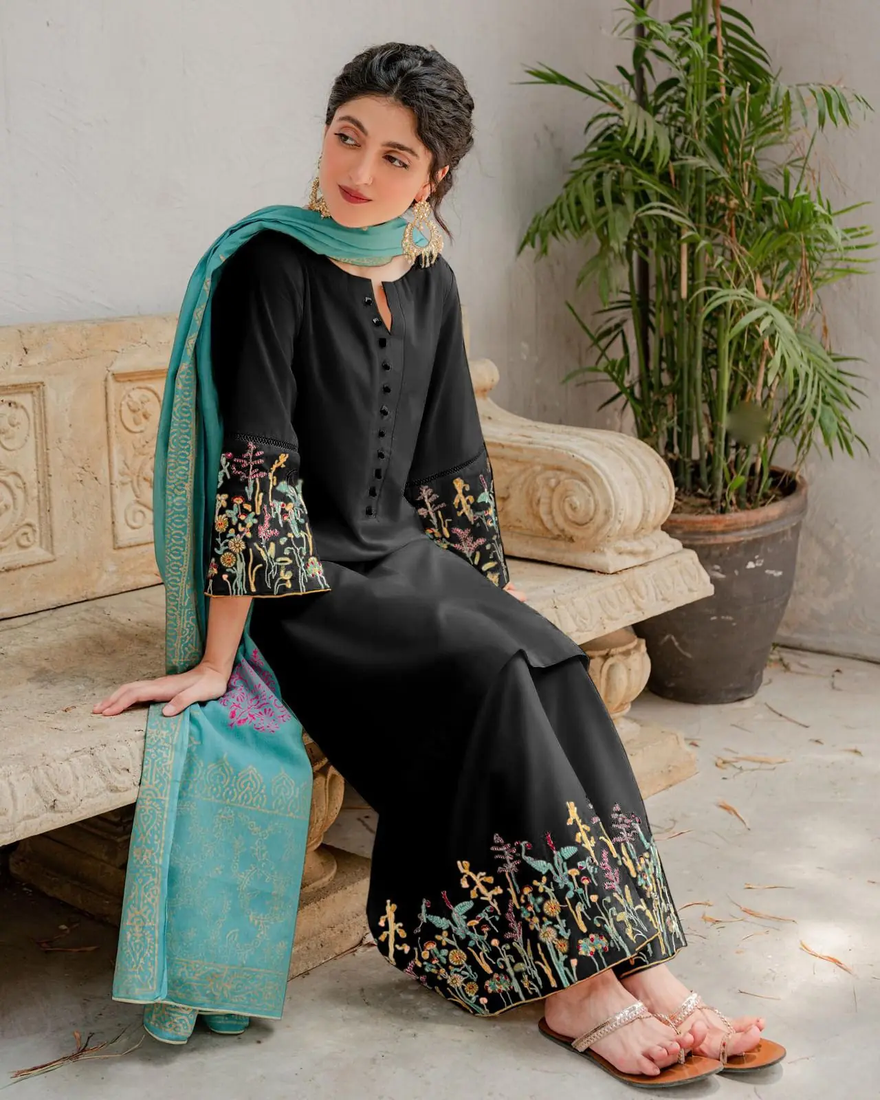 dyot 005 unstitched luxury dhanak heavy embroidered 3pc suit