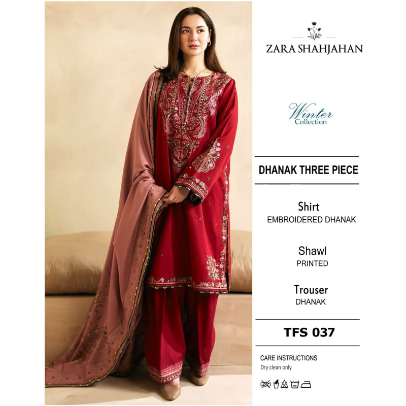 zara shahjahan 010 unstitched luxury dhanak heavy embroidered 3pc suit