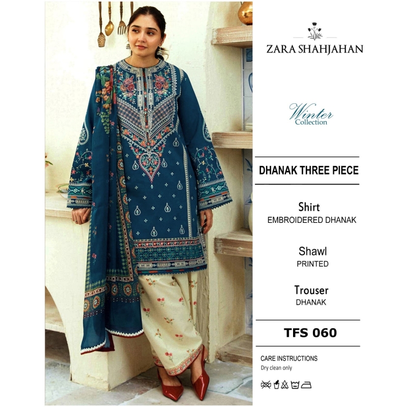 zara shahjahan 014 unstitched luxury dhanak heavy embroidered 3pc suit