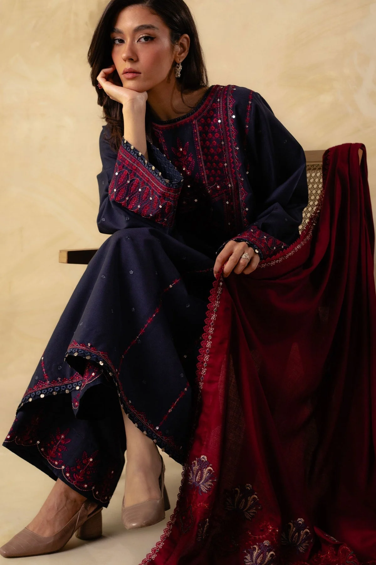 zara shahjahan 003 unstitched luxury dhanak heavy embroidered 3pc suit