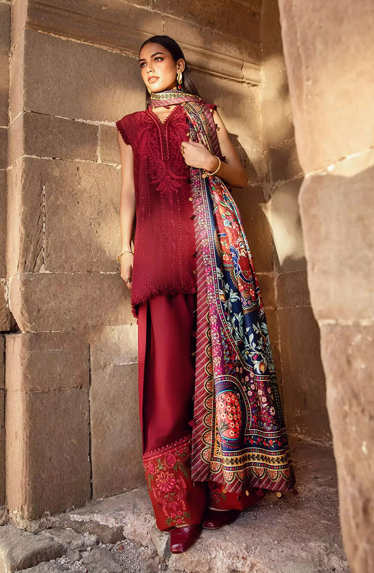 maria b 013 unstitched luxury dhanak heavy embroidered 3pc suit