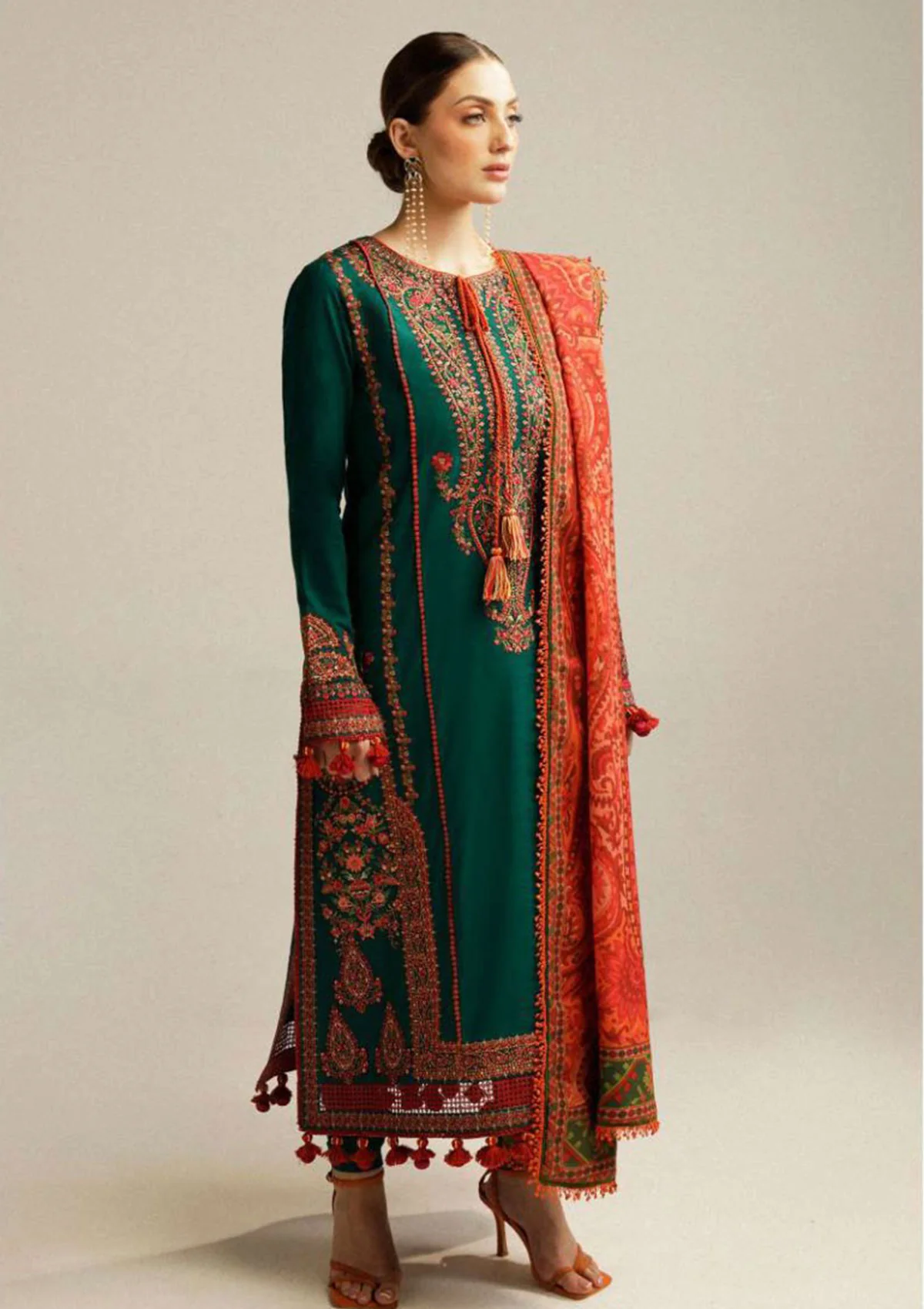 hussain rehar 007 unstitched luxury dhanak heavy embroidered 3pc suit