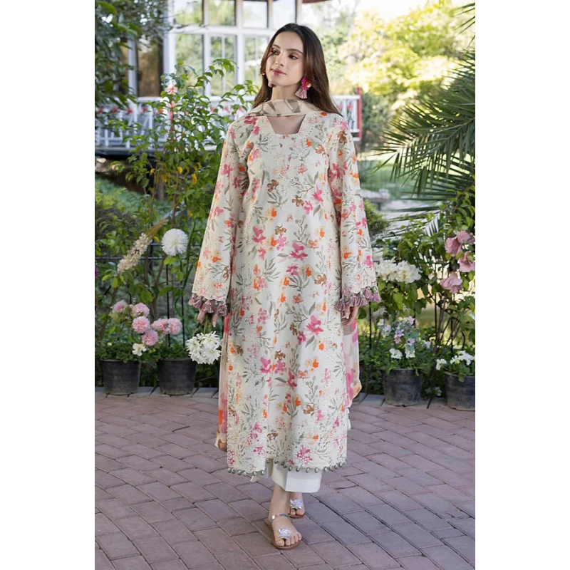 Crimson Emboidered Dhanak Unstitched 3 Piece Dress