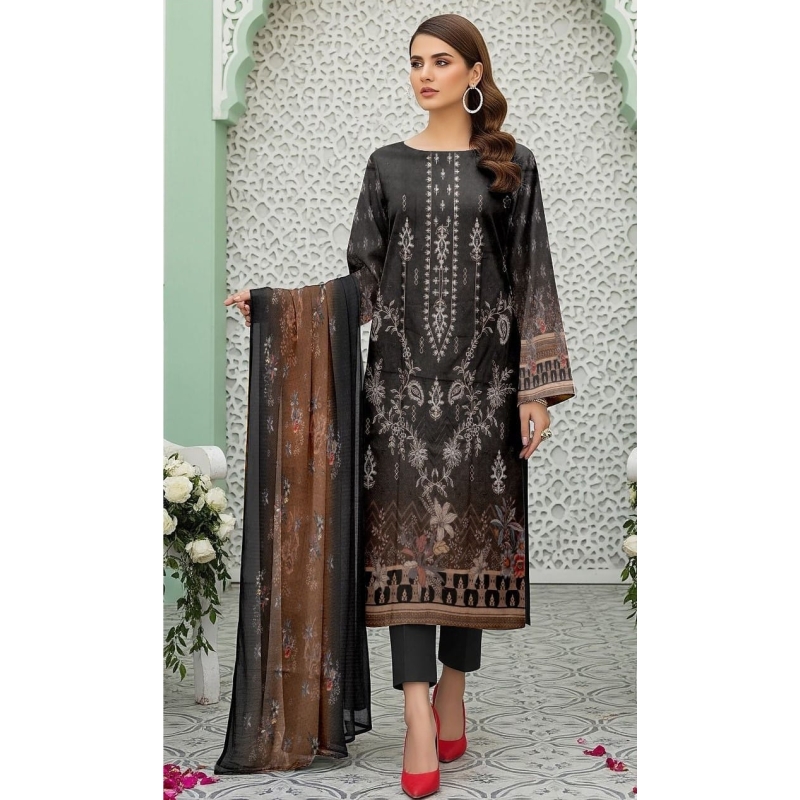 Nishat Linen Digital Printed Embroidered 3 Piece