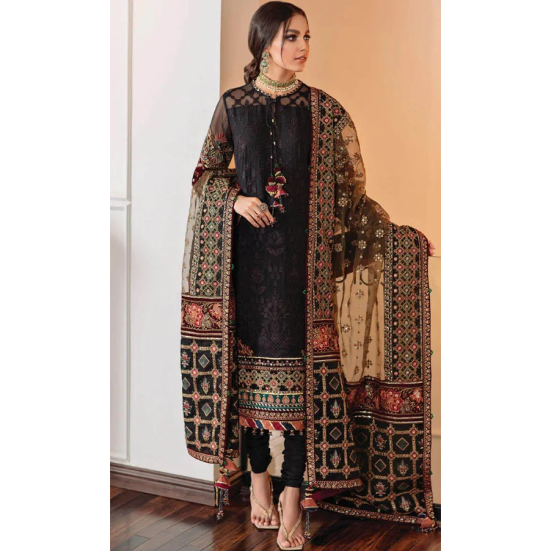 Baroque Embroidered 3 Piece Black