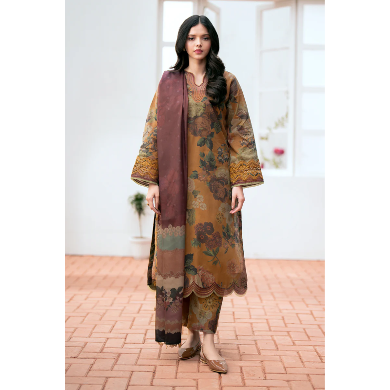 Baroque Digital Printed Linen 3 Piece Suit 011