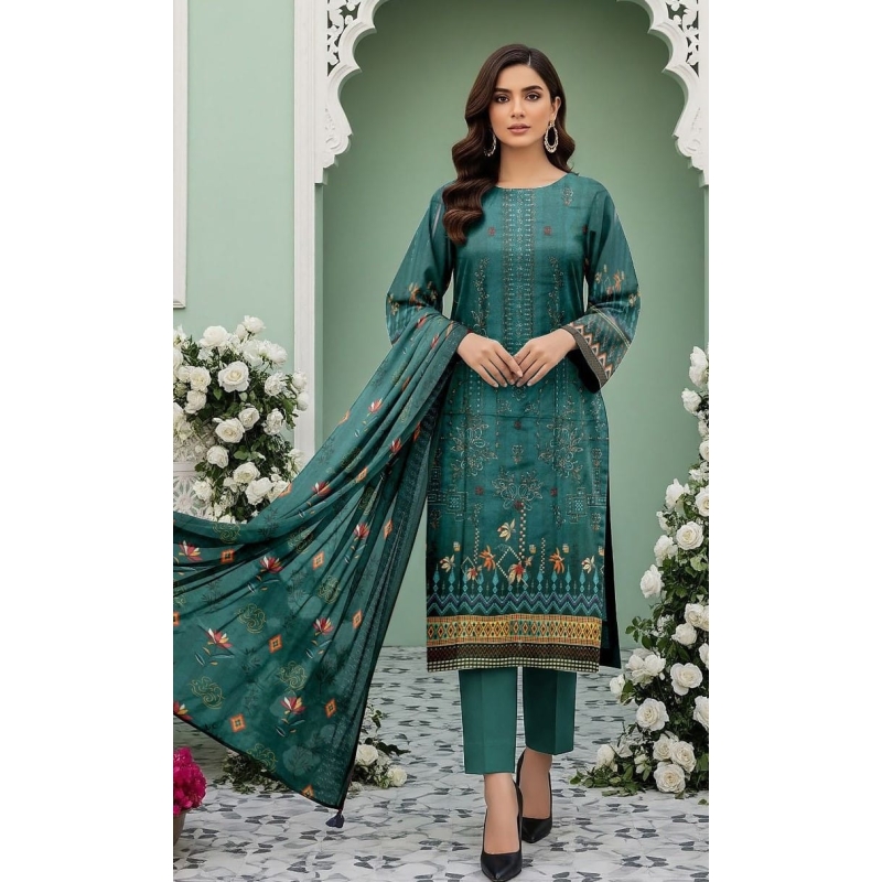 Nishat Linen Digital Printed Embroidered 3 Piece