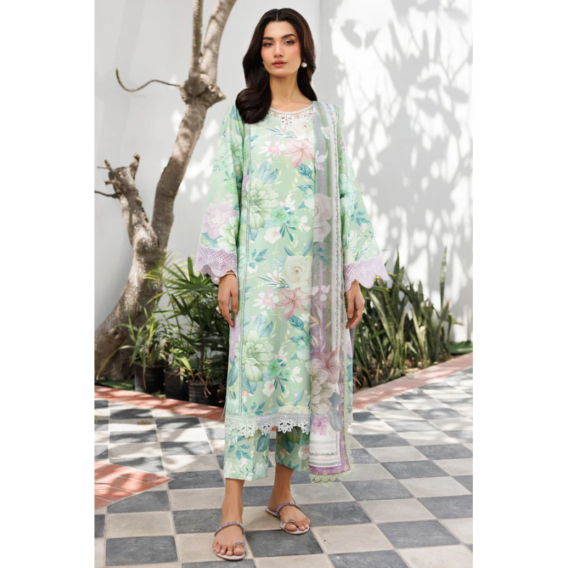 Baroque Digital printed 3 Piece Silken Sage