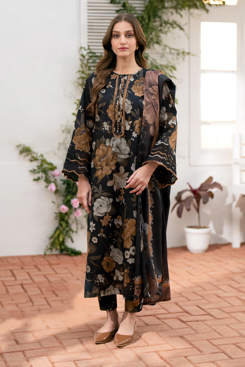 Baroque Digital Printed Linen 3 Piece Suit 018
