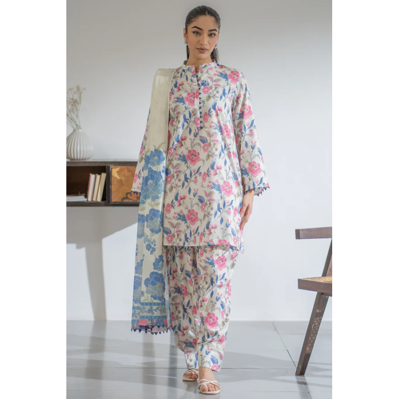 Ego Unstitched Digital Viscose 3-Piece Suit,