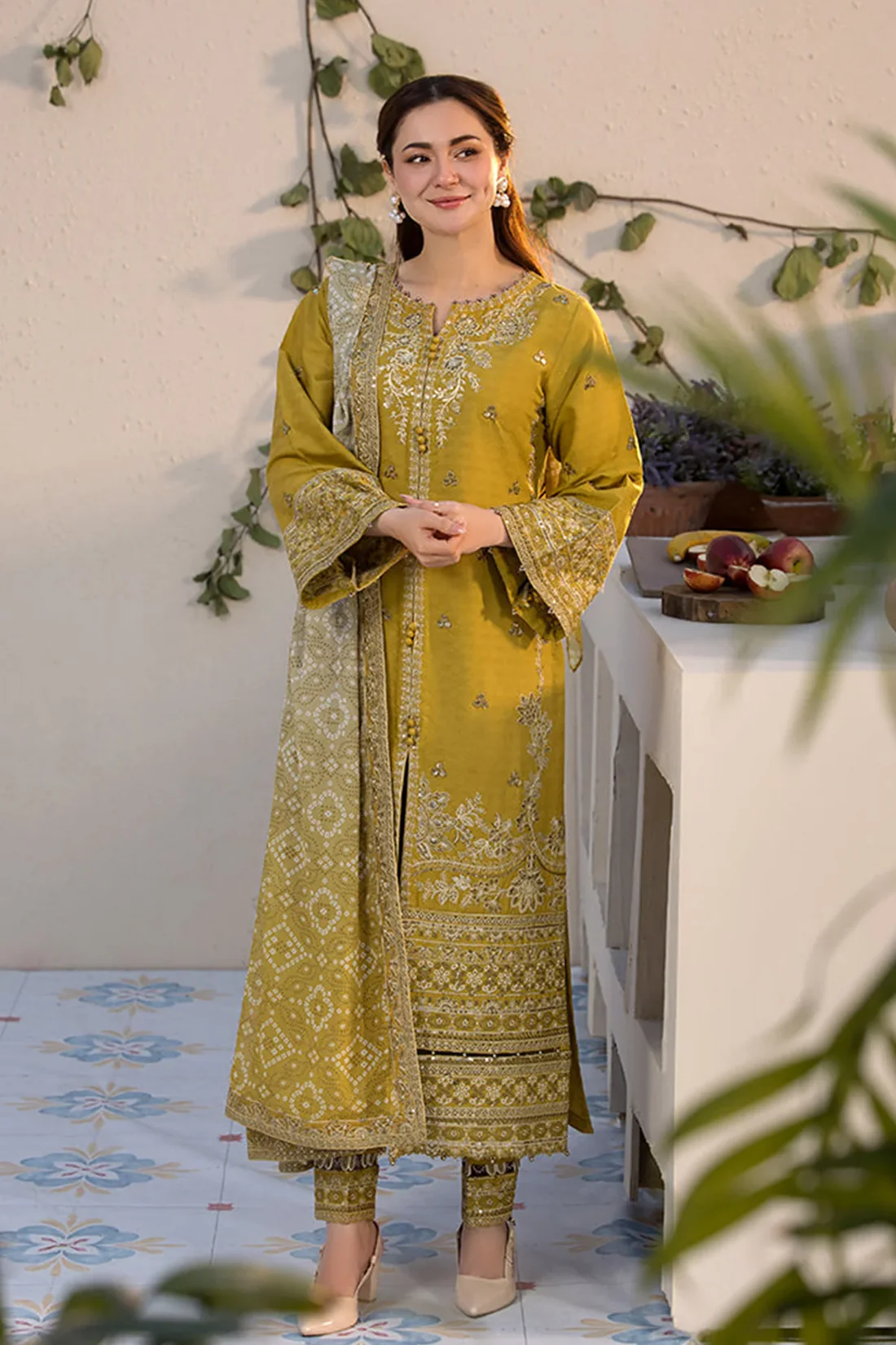 Allys Embroidered 3PC Lawn Suit – AL 83