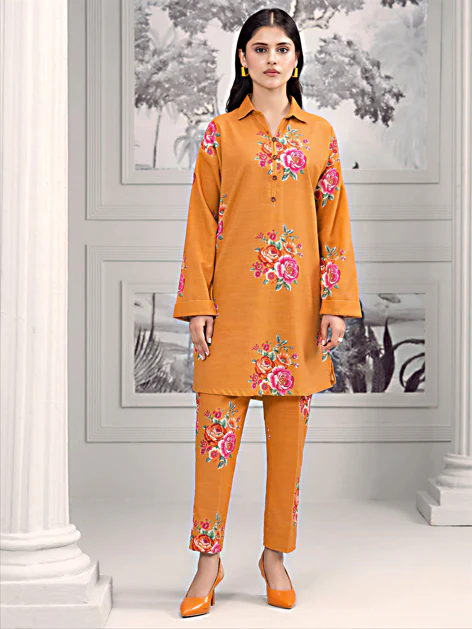 Limelight Digital Printed Fancy Linen 2 Piece Suit Yellow - Image 4