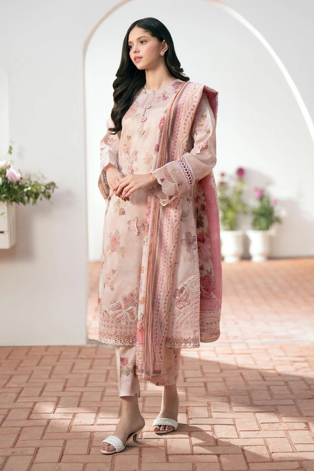 Baroque Digital Printed Linen 3 Piece Suit 020 - Image 3