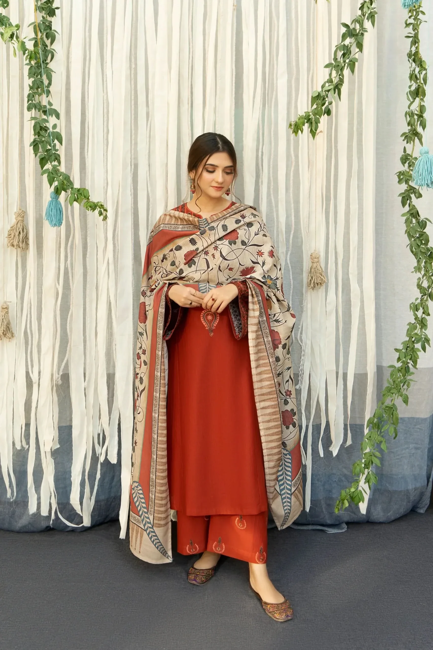 Urge Embroidered 3PC Cambric Cotton Suit – UG 79 - Image 2