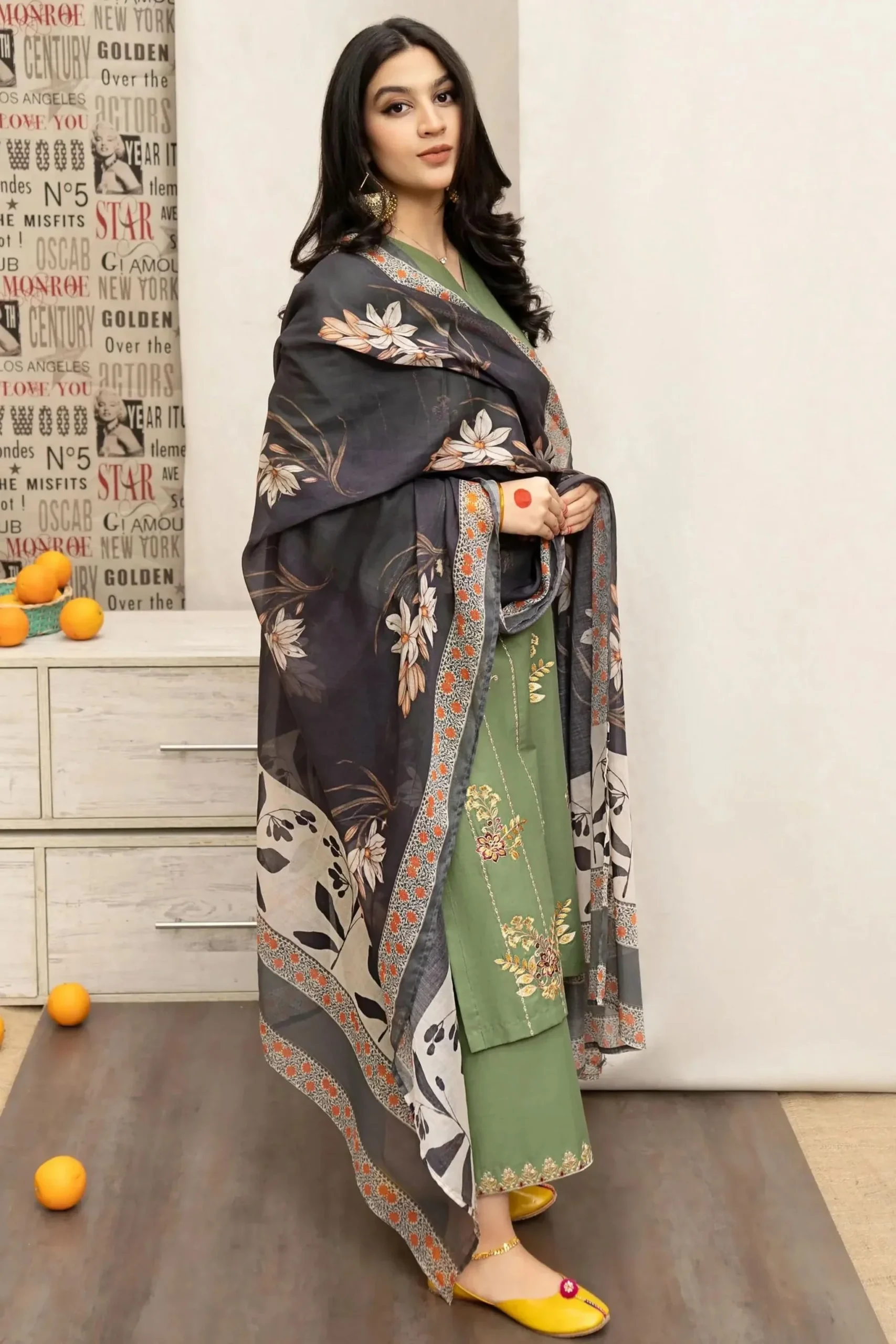 Urge Embroidered 3PC Cambric Cotton Suit With Patches – UG 73
