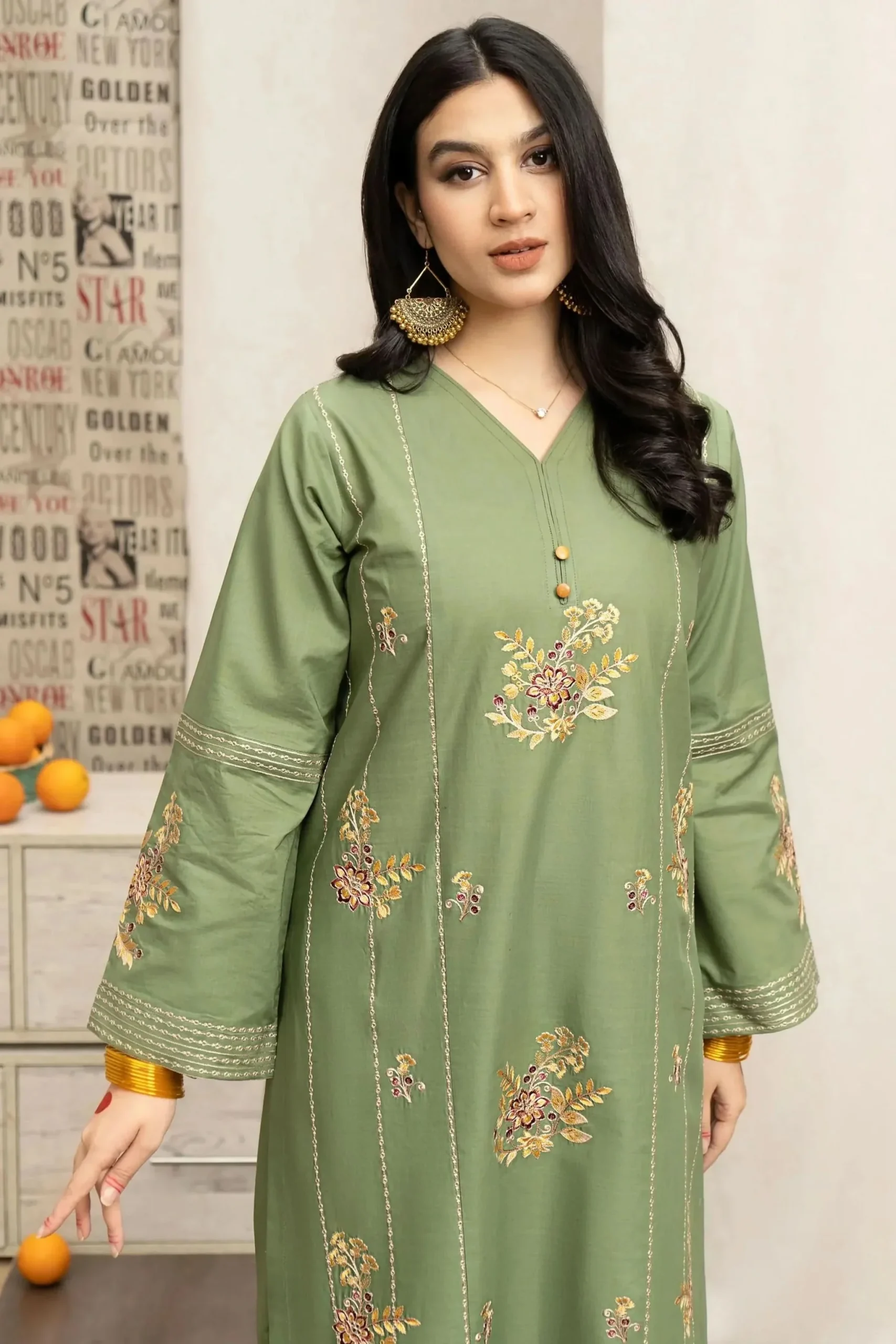 Urge Embroidered 3PC Cambric Cotton Suit With Patches – UG 73 - Image 5