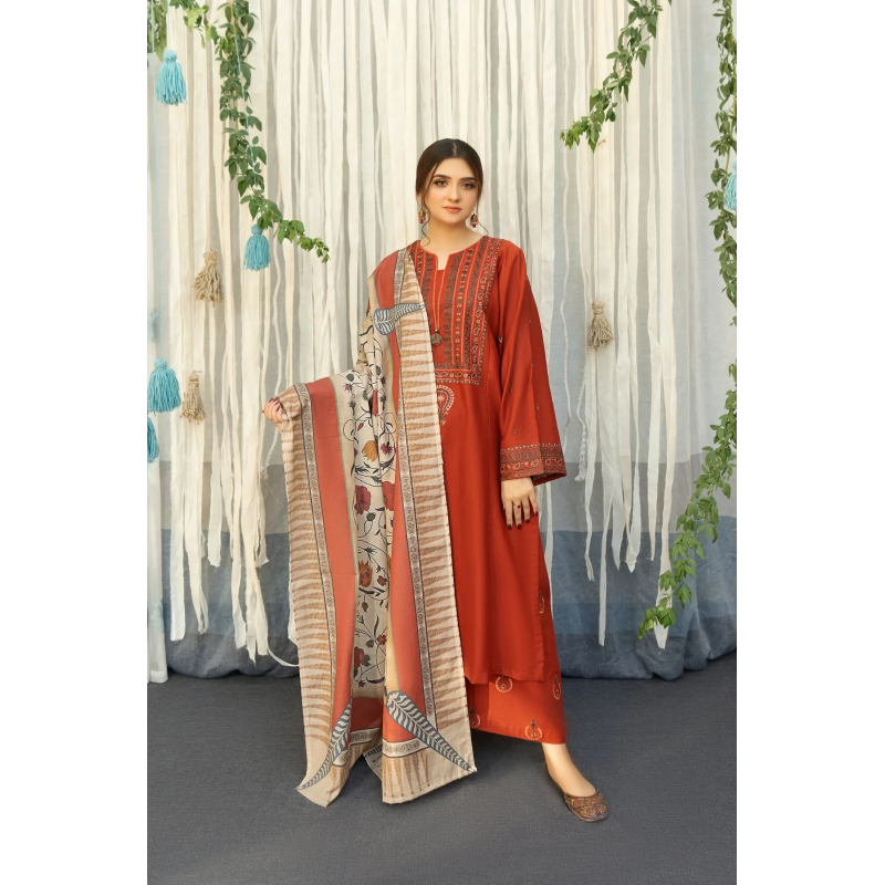 Urge Embroidered 3PC Cambric Cotton Suit – UG 79
