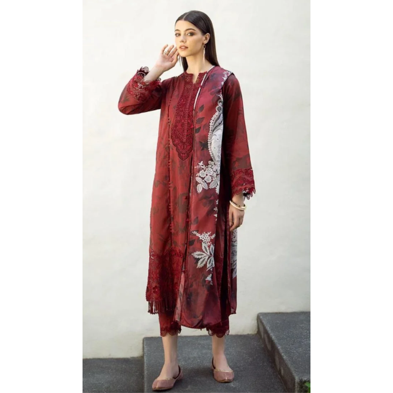 Baroque Digital Printed 3PC Lawn Suit With Patches - BR 51