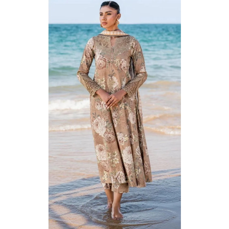 Baroque Digital Printed 3PC Lawn Suit With Patches - BR 56