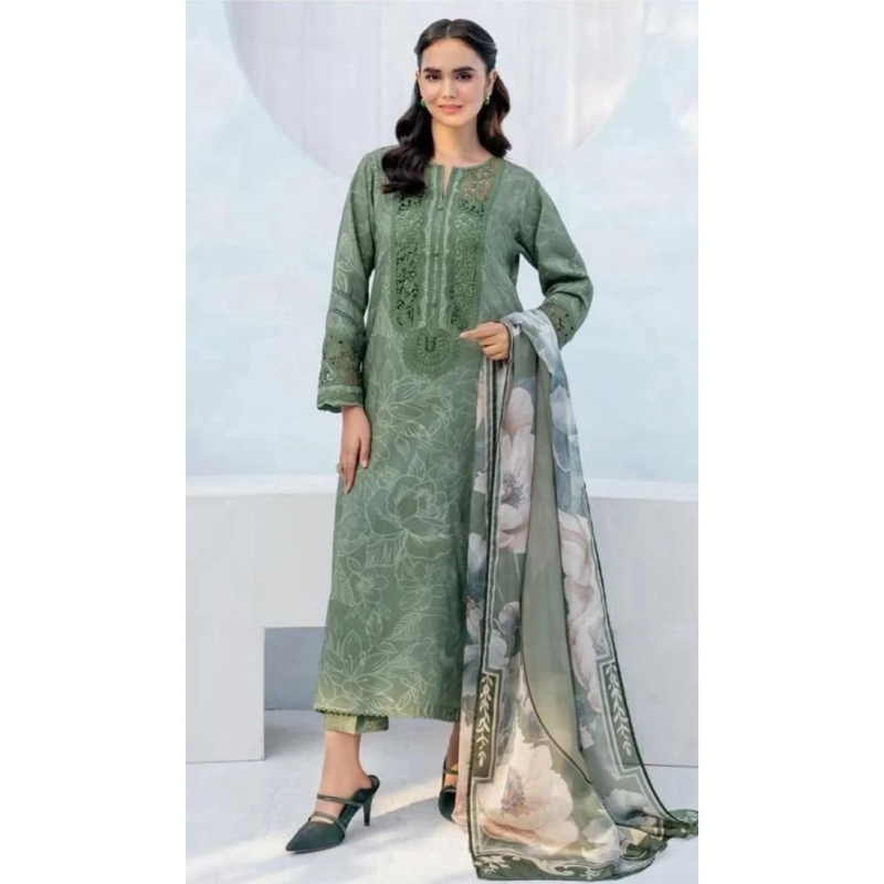 Baroque Digital Printed 3PC Lawn Suit With Patches - BR 57