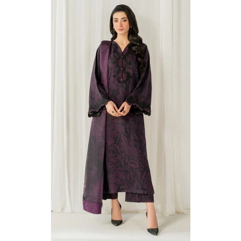 Baroque Digital Printed 3PC Lawn Suit With Patches - BR 58