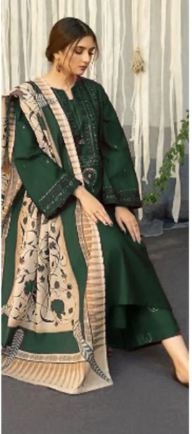 Urge Embroidered 3PC Cambric Cotton Suit – UG 80 - Image 2