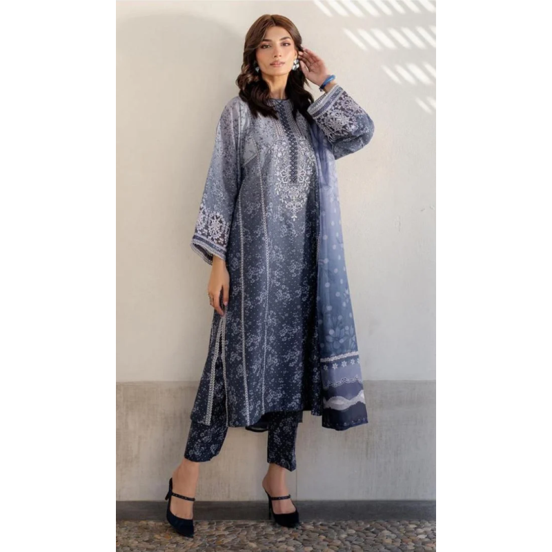 Baroque Digital Printed 3PC Lawn Suit With Patches - BR 46