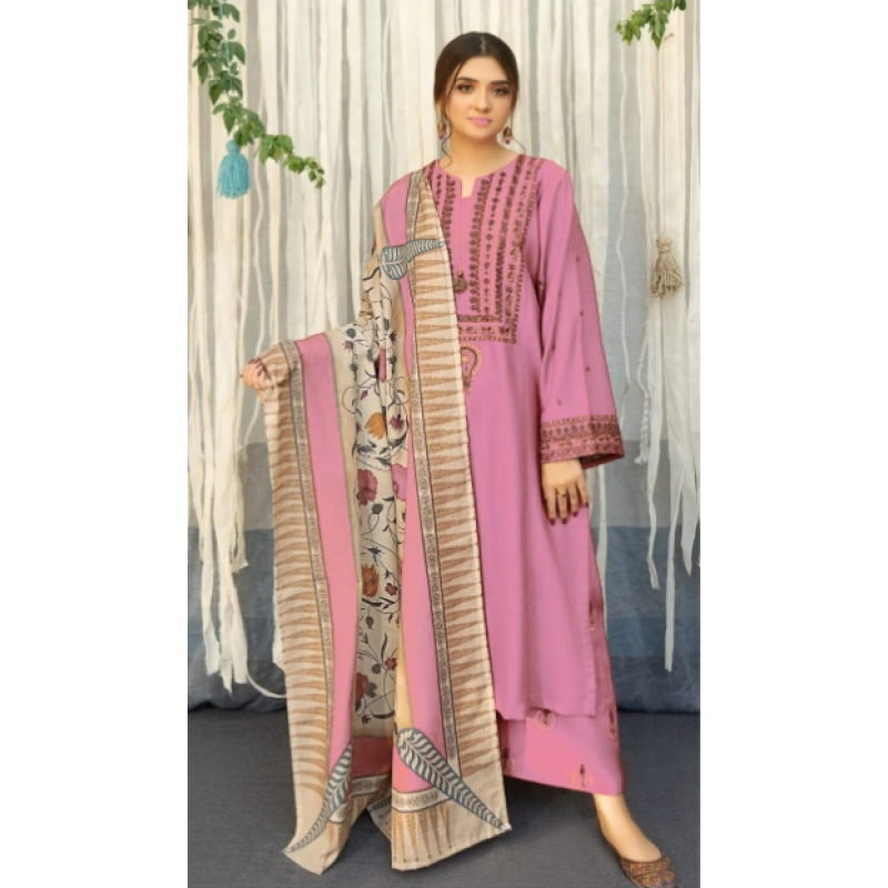 Urge Embroidered 3PC Cambric Cotton Suit – UG 81