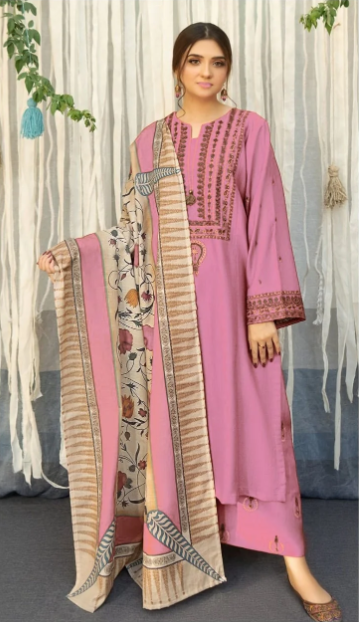 Urge Embroidered 3PC Cambric Cotton Suit – UG 81