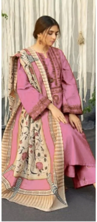 Urge Embroidered 3PC Cambric Cotton Suit – UG 81 - Image 2