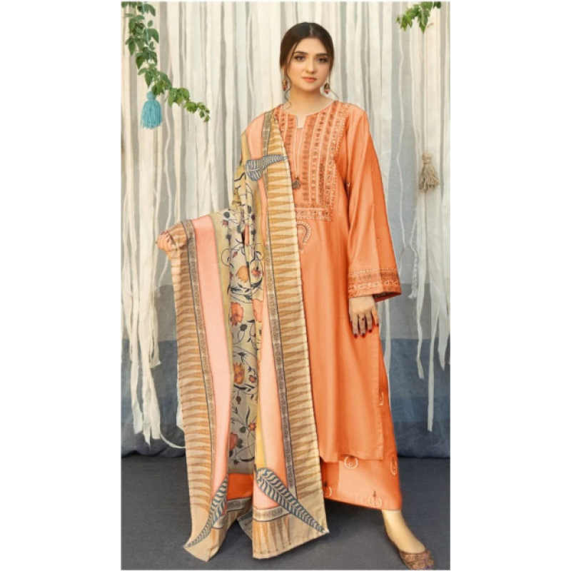 Urge Embroidered 3PC Cambric Cotton Suit – UG 82