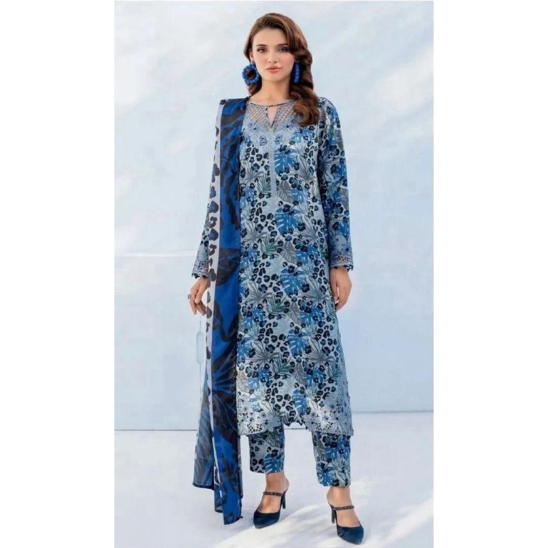 Baroque Digital Printed 3PC Lawn Suit With Patches - BR 49