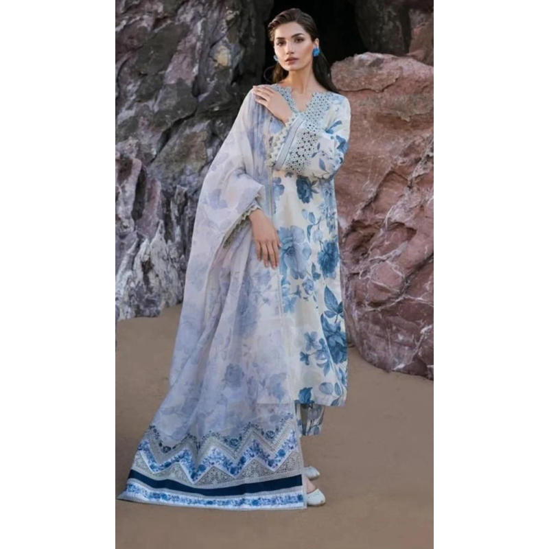 Baroque Digital Printed 3PC Lawn Suit With Patches - BR 62