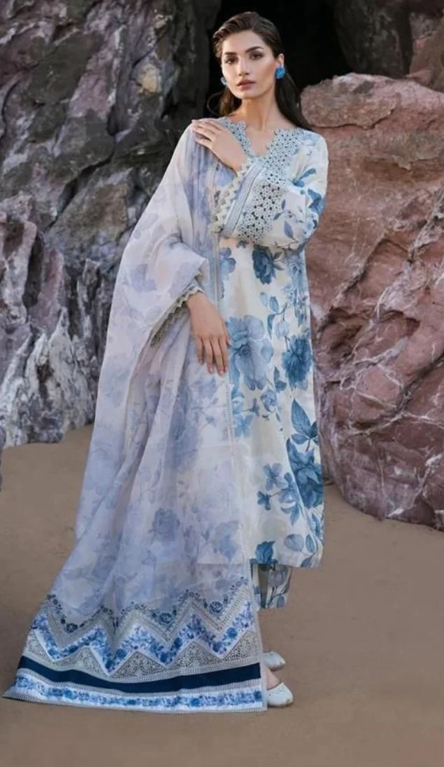 Baroque Digital Printed 3PC Lawn Suit With Patches - BR 62