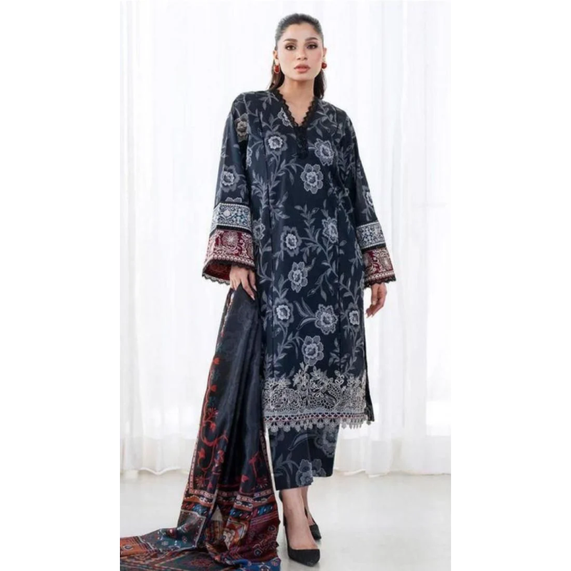 Baroque Digital Printed 3PC Lawn Suit With Patches - BR 63