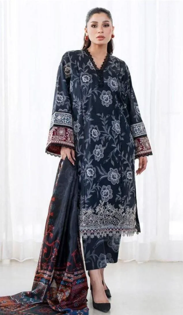 Baroque Digital Printed 3PC Lawn Suit With Patches - BR 63