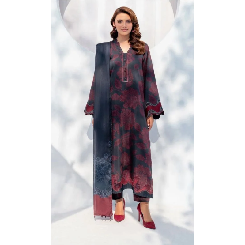 Baroque Digital Printed 3PC Lawn Suit With Patches - BR 64