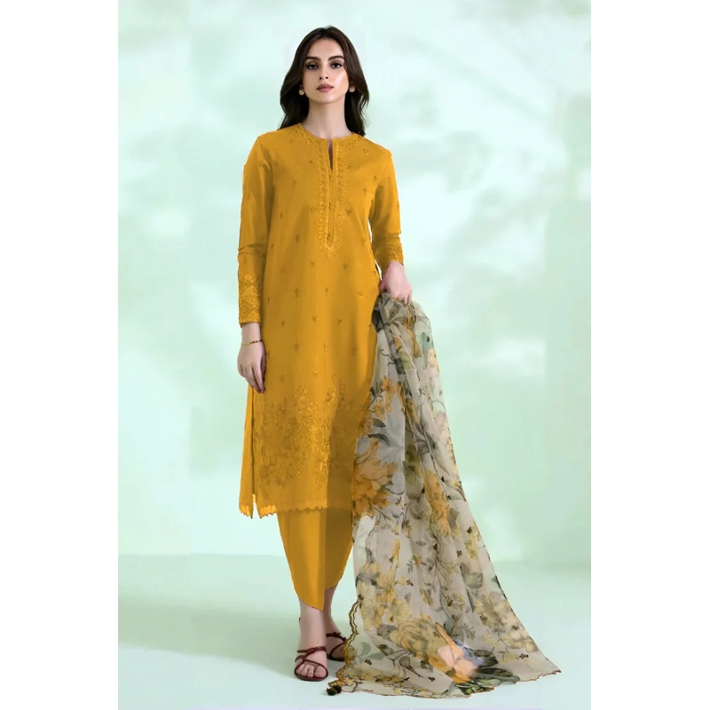Sapphire Embroidered 3PC Cambric Cotton Suit – SP 71