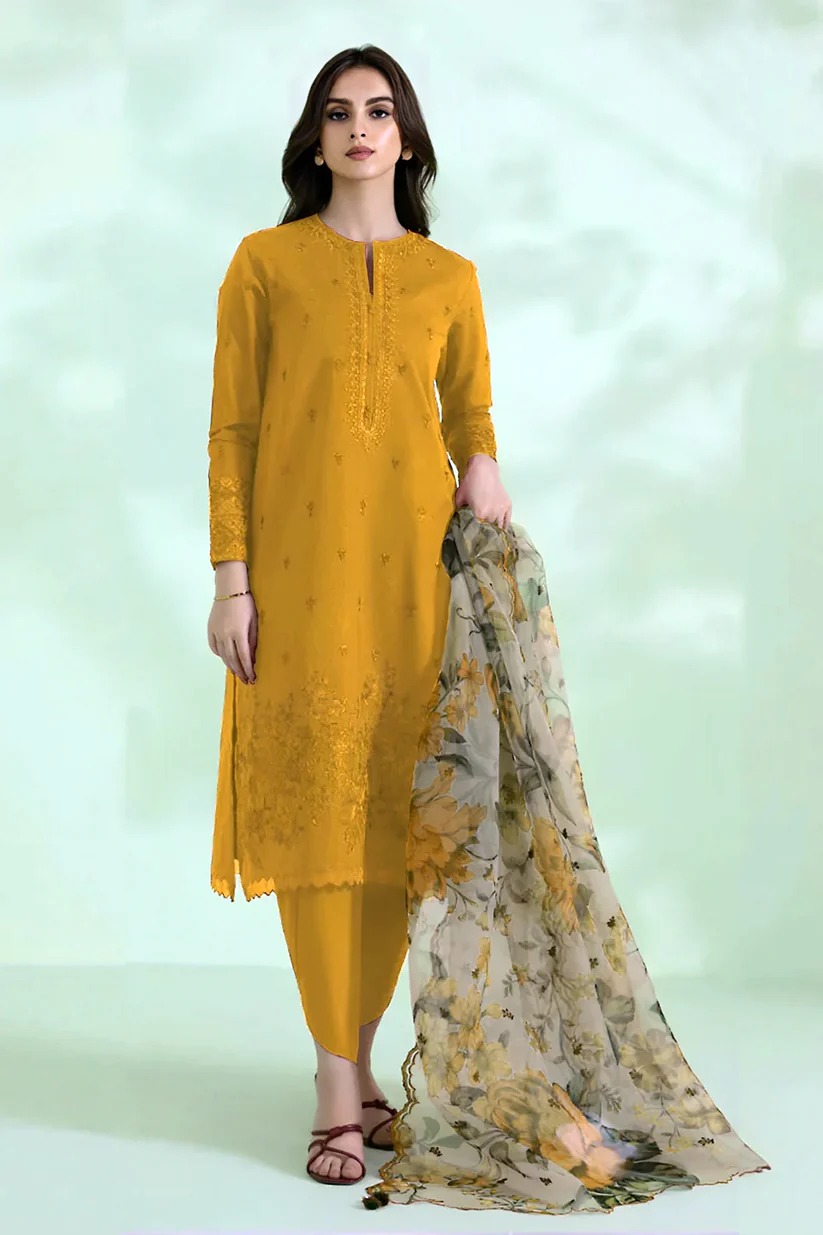 Sapphire Embroidered 3PC Cambric Cotton Suit – SP 71