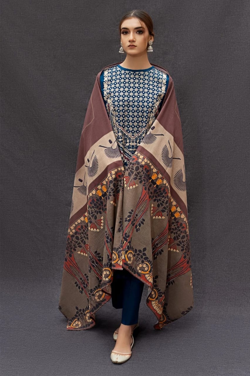 Urge Embroidered 3PC Cambric Cotton Suit With Patches – UG 75