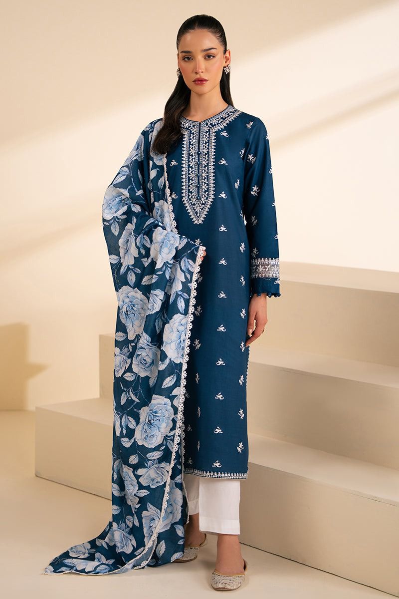Sapphire Embroidered 3PC Cambric Cotton Suit – SP 72