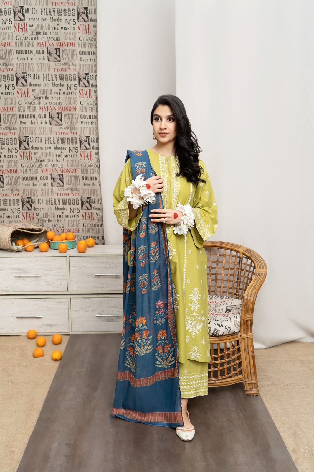 Urge Embroidered 3PC Cambric Cotton Suit With Patches – UG 76