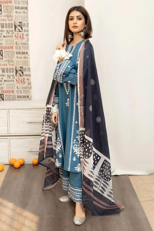 Urge Embroidered 3PC Cambric Cotton Suit With Patches – UG 77 - Image 2